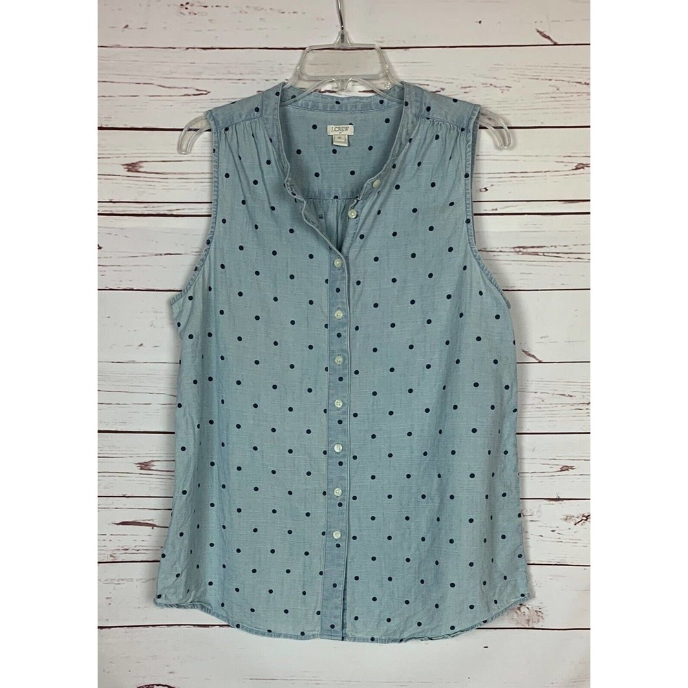 J Crew chambray polka dot sleeveless top